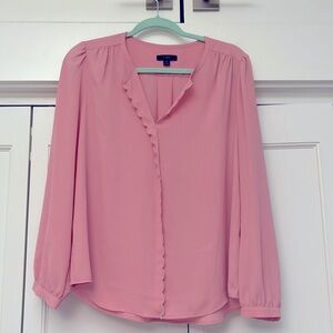 Women’s JCREW bubble gum pink sheer blouse